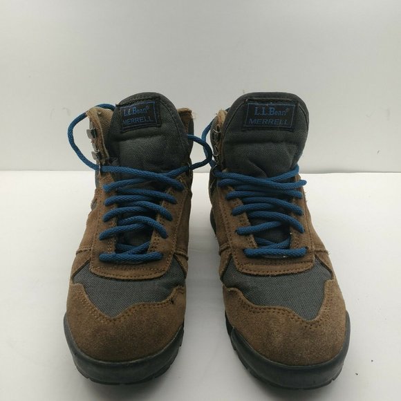 VTG LL Bean Merrell Suede Leather WP Hiking Trail Boots Brown Green Women Sz 8 - Picture 7 of 7